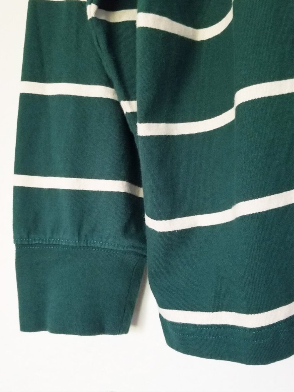 J. Crew Men XXL Striped Rugby Shirt Long Sleeve Forest Green Preppy 100% Cotton - Picture 10 of 13